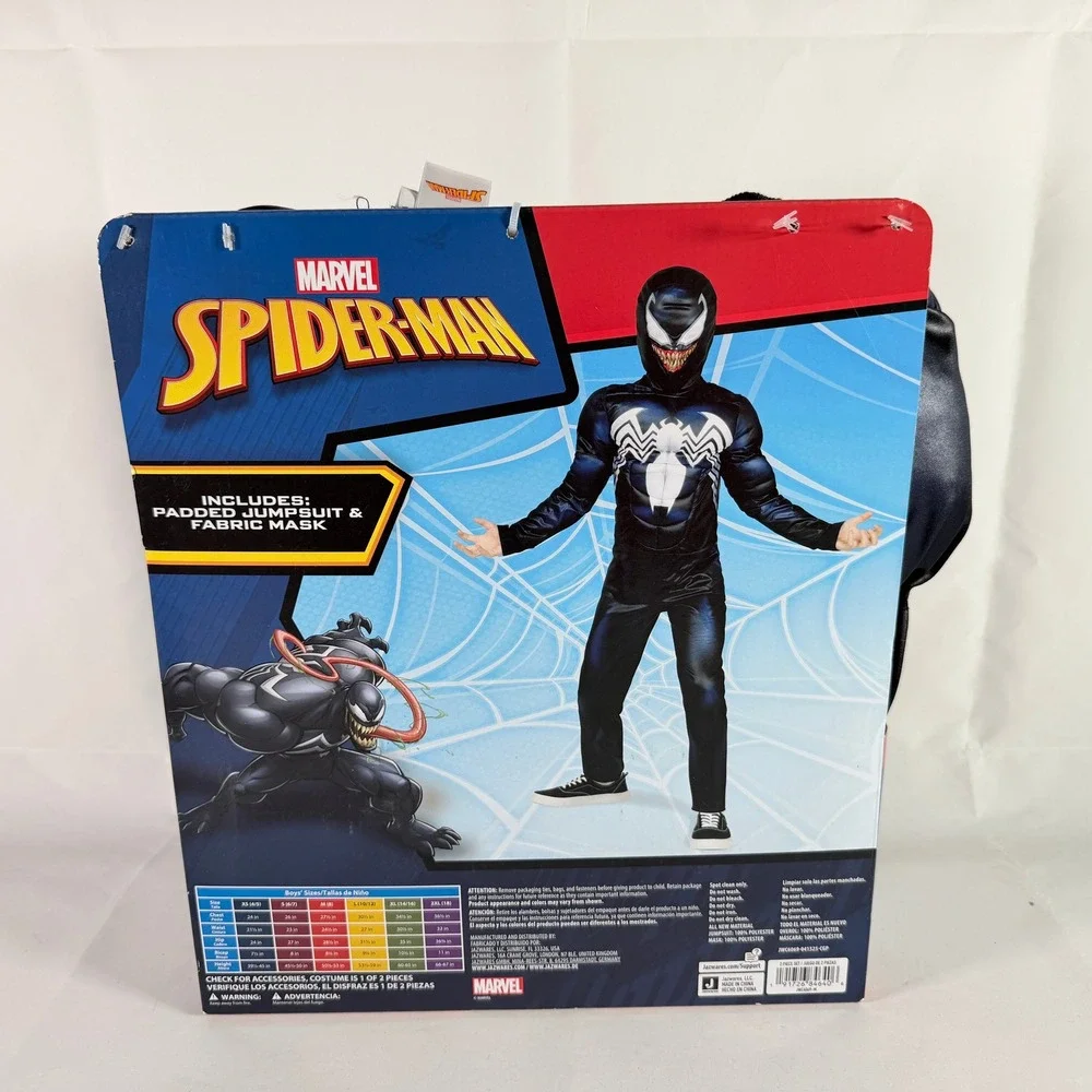 Marvel Spider-Man Venom Costume Padded Jumpsuit Boys M 8 Jazwares NWT